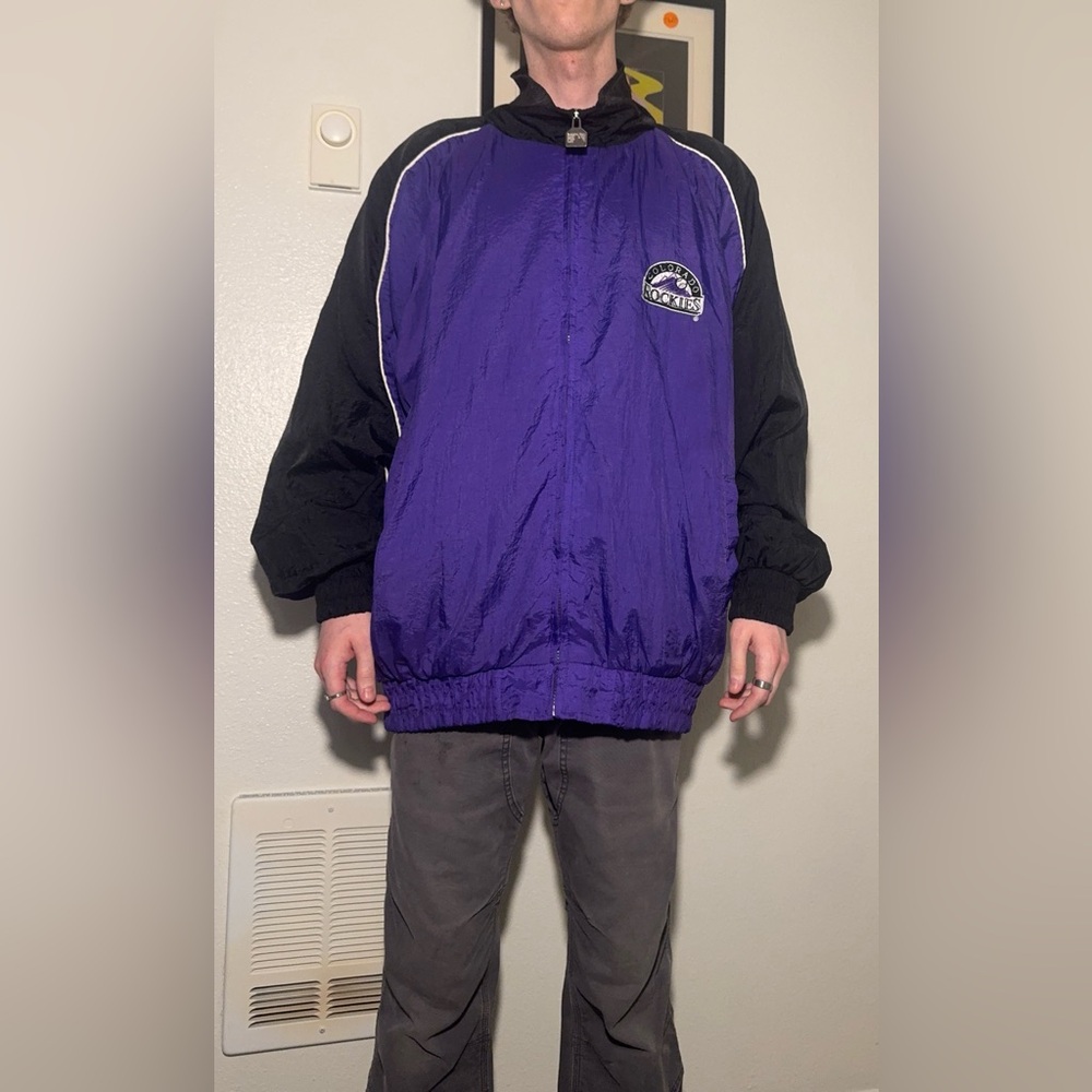 Vintage Colorado Rockies Purple and Black Lightweight Windbreaker Jacket